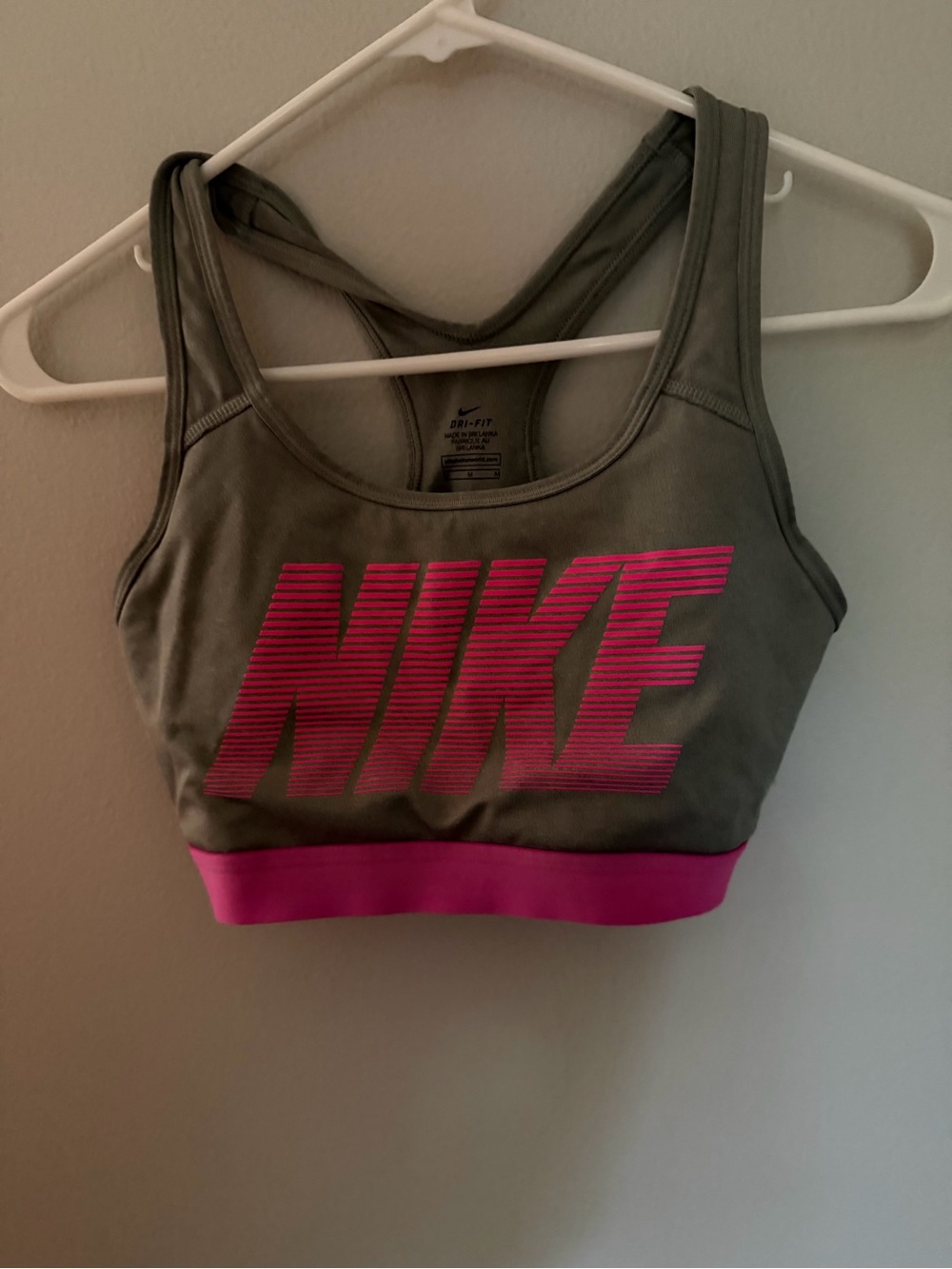 Nike Dri FIT Grey & Hot Pink Sports Bra